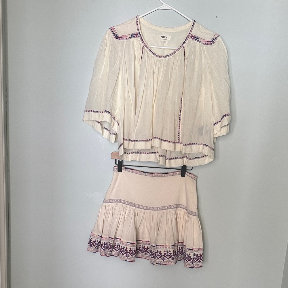 Isabel Marant Cream and Purple Skirt Set